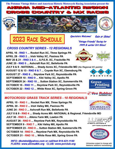 FRIDAY Gates will open at 400pm, Vendors can move in, Swap Meet move in, Early Signup, FREE CAMPING for everyone. . Ahrma vintage motocross schedule 2023
